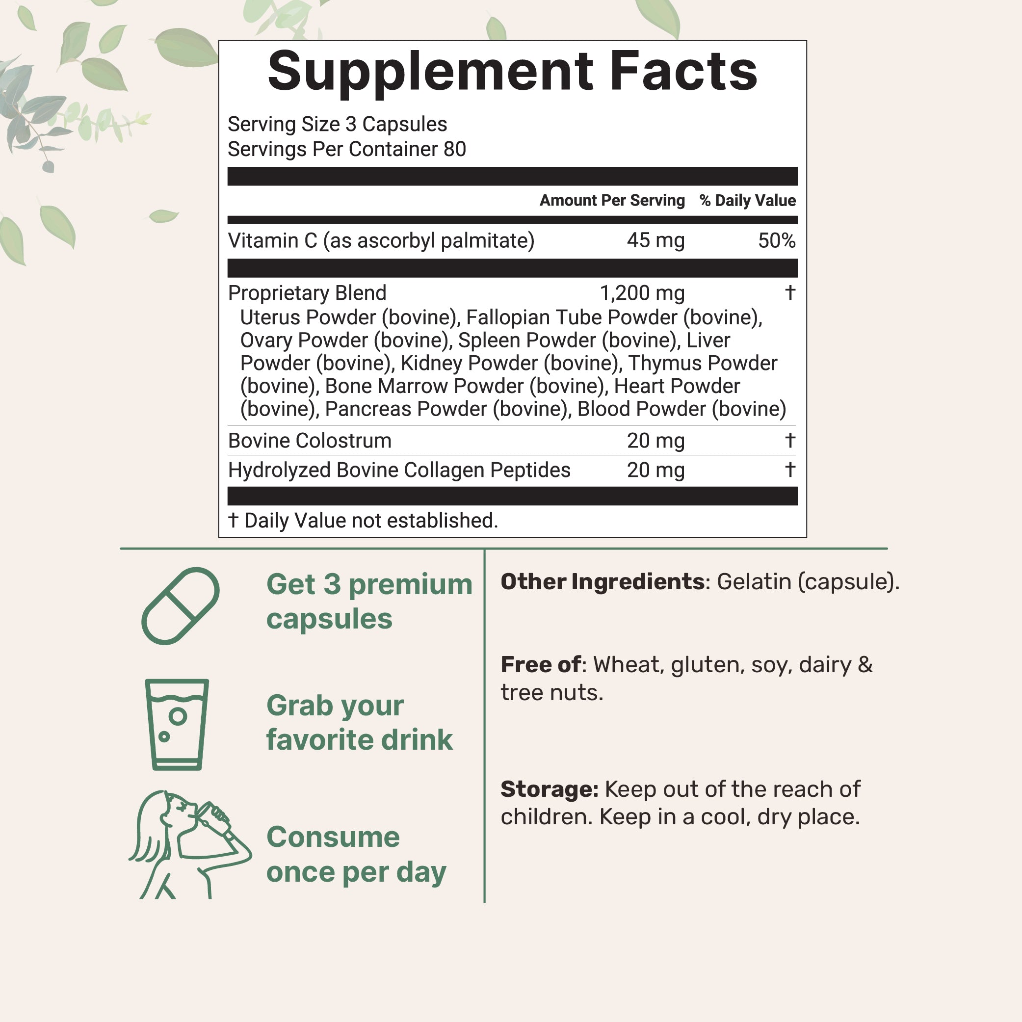 Micro Ingredients Grass-fed Beef Organ for Women 1200mg, 240 Capsules