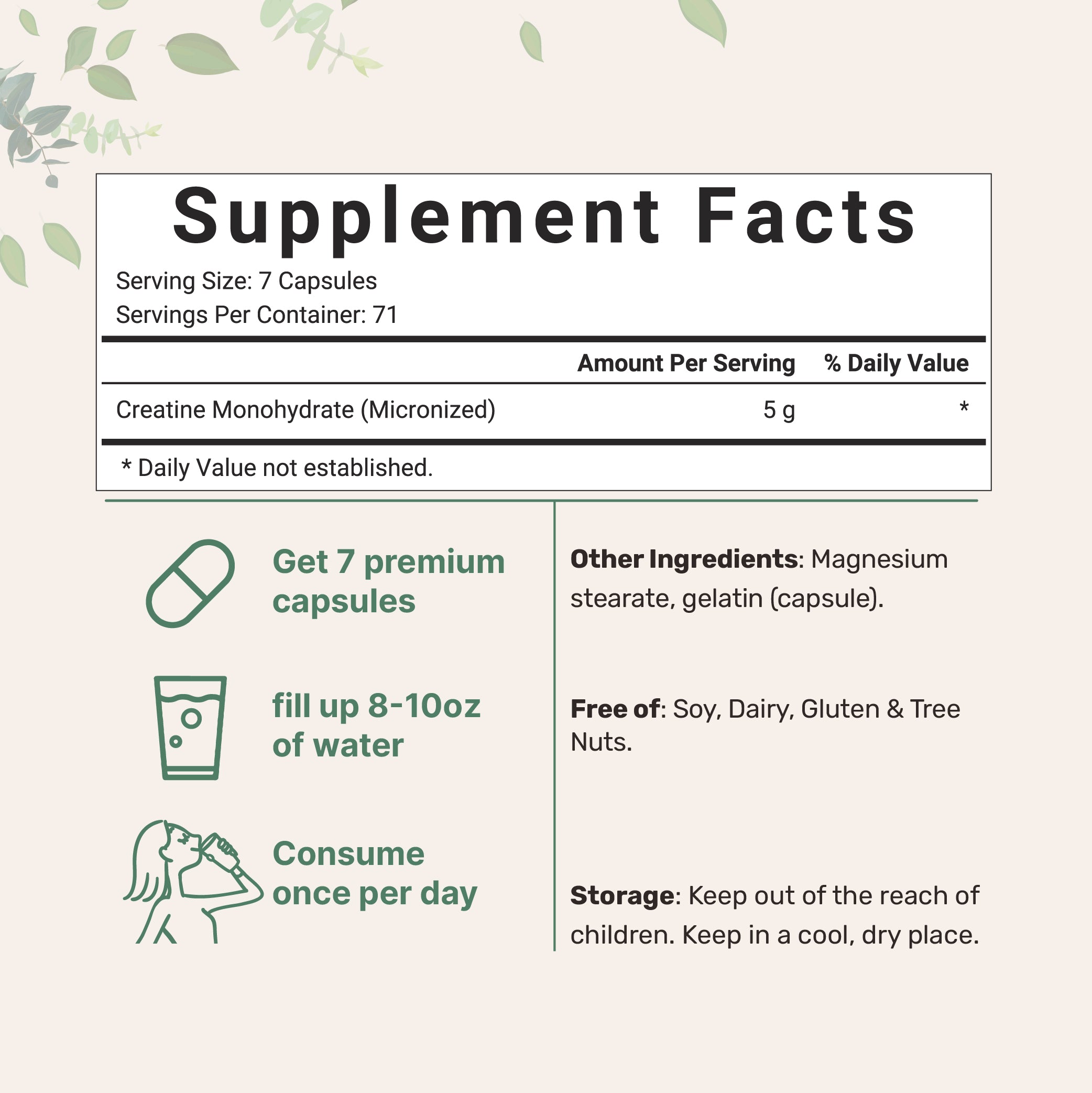 Micro Ingredients Creatine Monohydrate Capsules, 500 counts