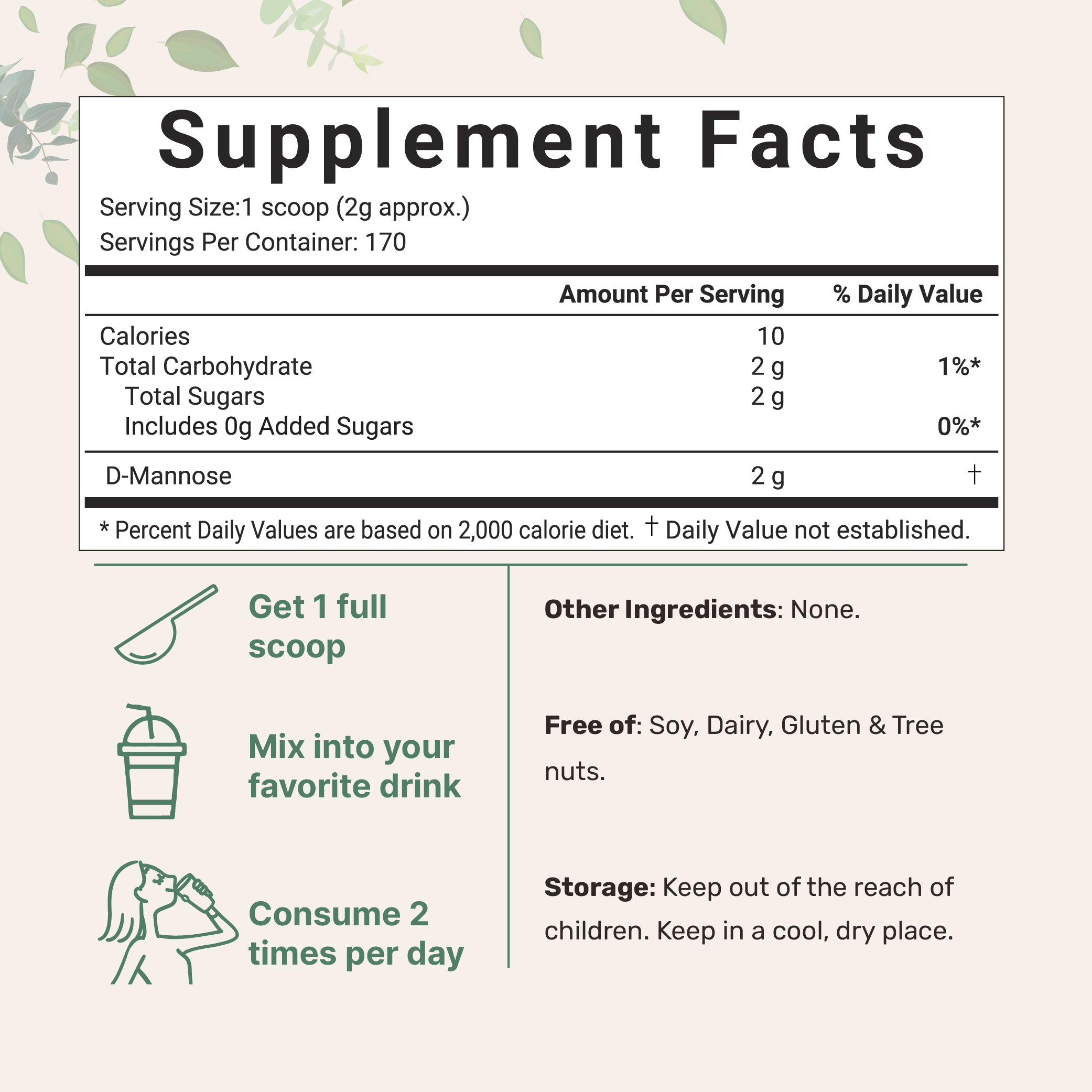 Micro Ingredients D Mannose Powder, 12 Ounces