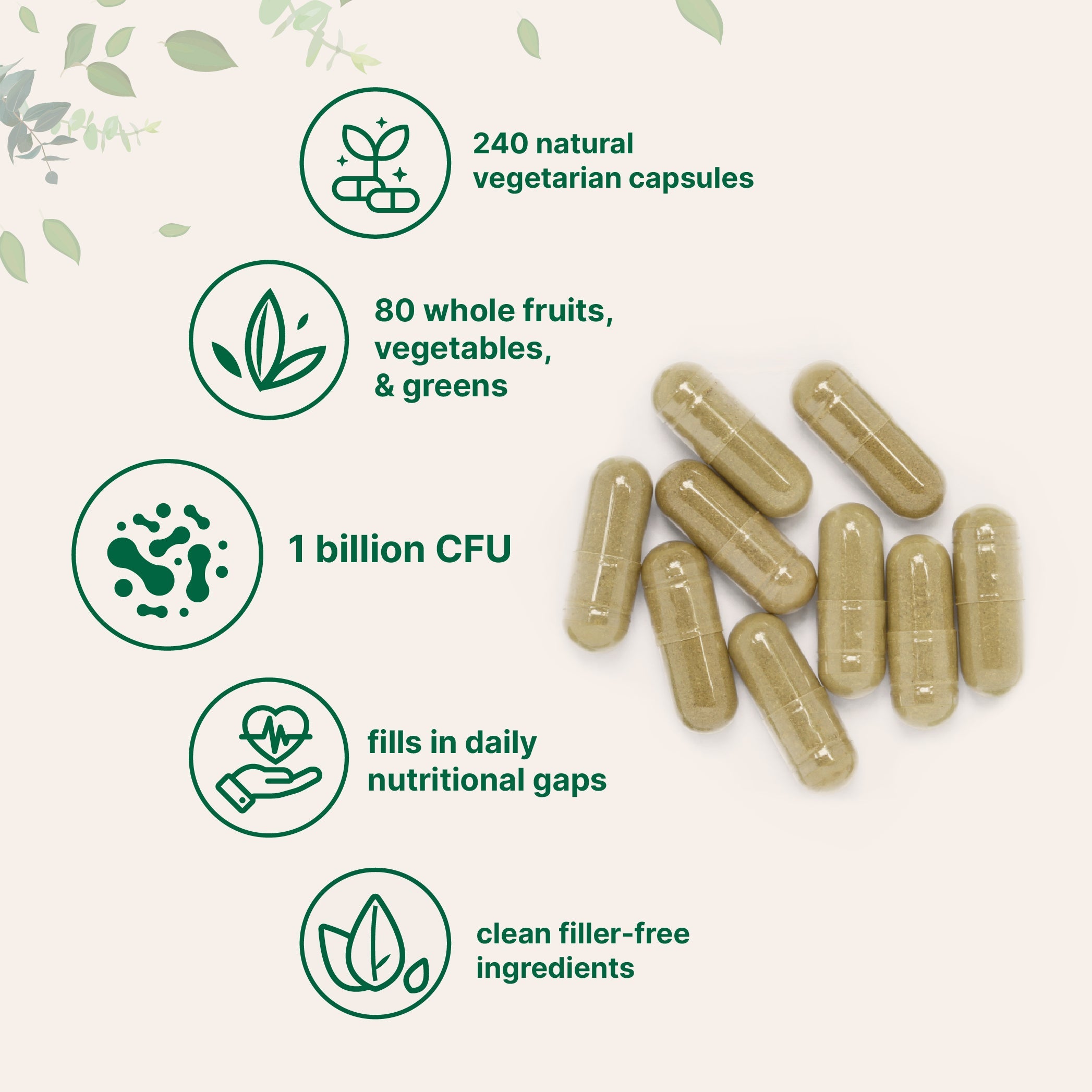 Micro Ingredients Fruits + Veggies and Probiotics, 240 Vegetarian Capsules