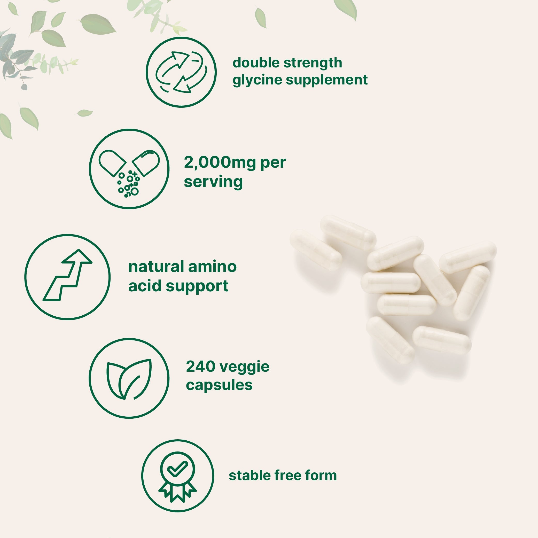 Micro Ingredients Glycine 2,000mg Per Serving, 240 Veggie Capsules