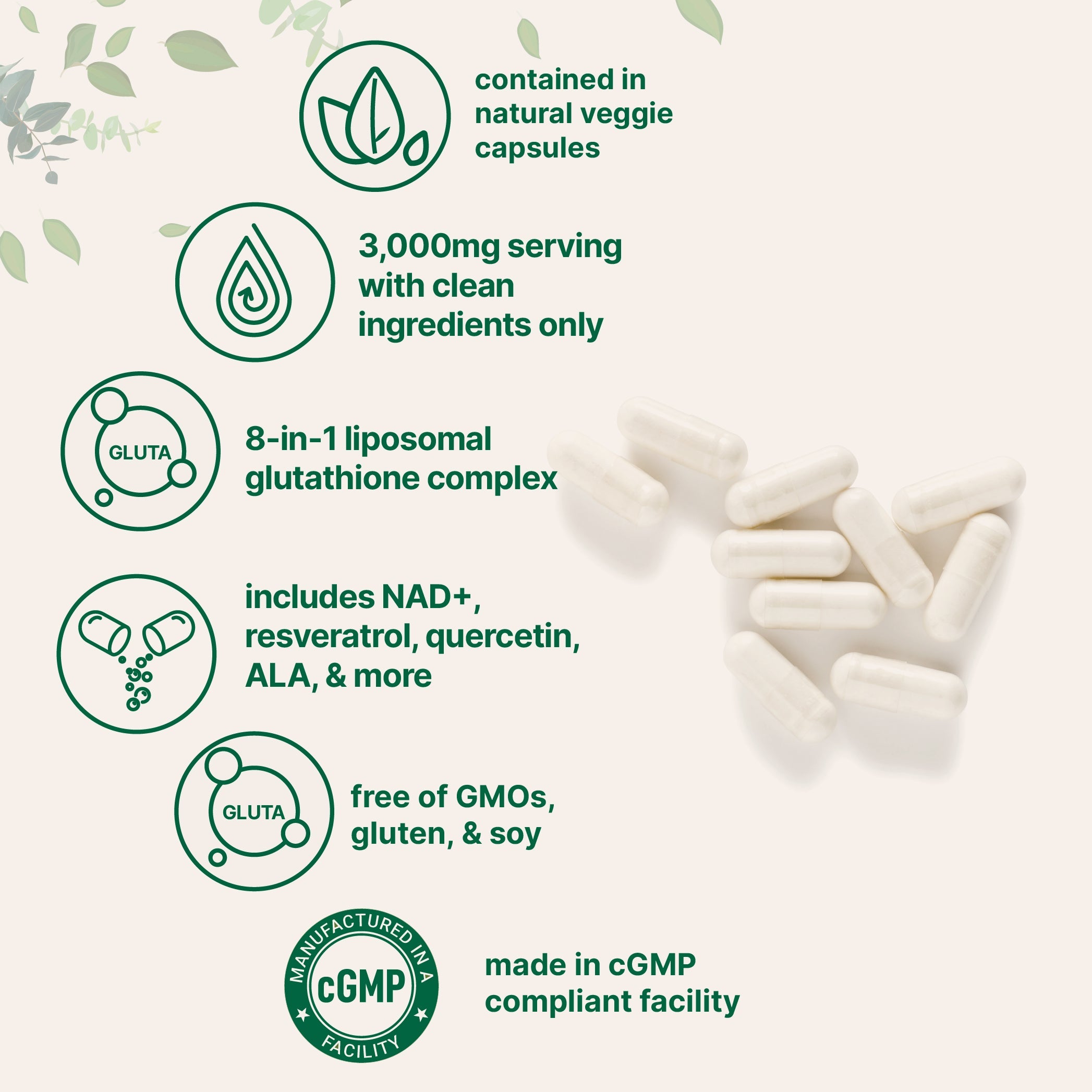 Micro Ingredients Liposomal Glutathione Complex 3000mg, 120 Vegetarian Capsules