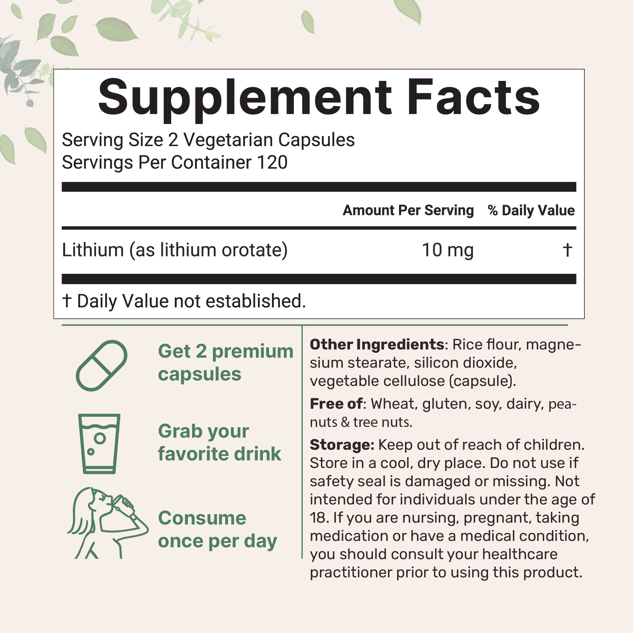 Micro Ingredients Lithium Orotate 10mg, 240 Veggie Capsules