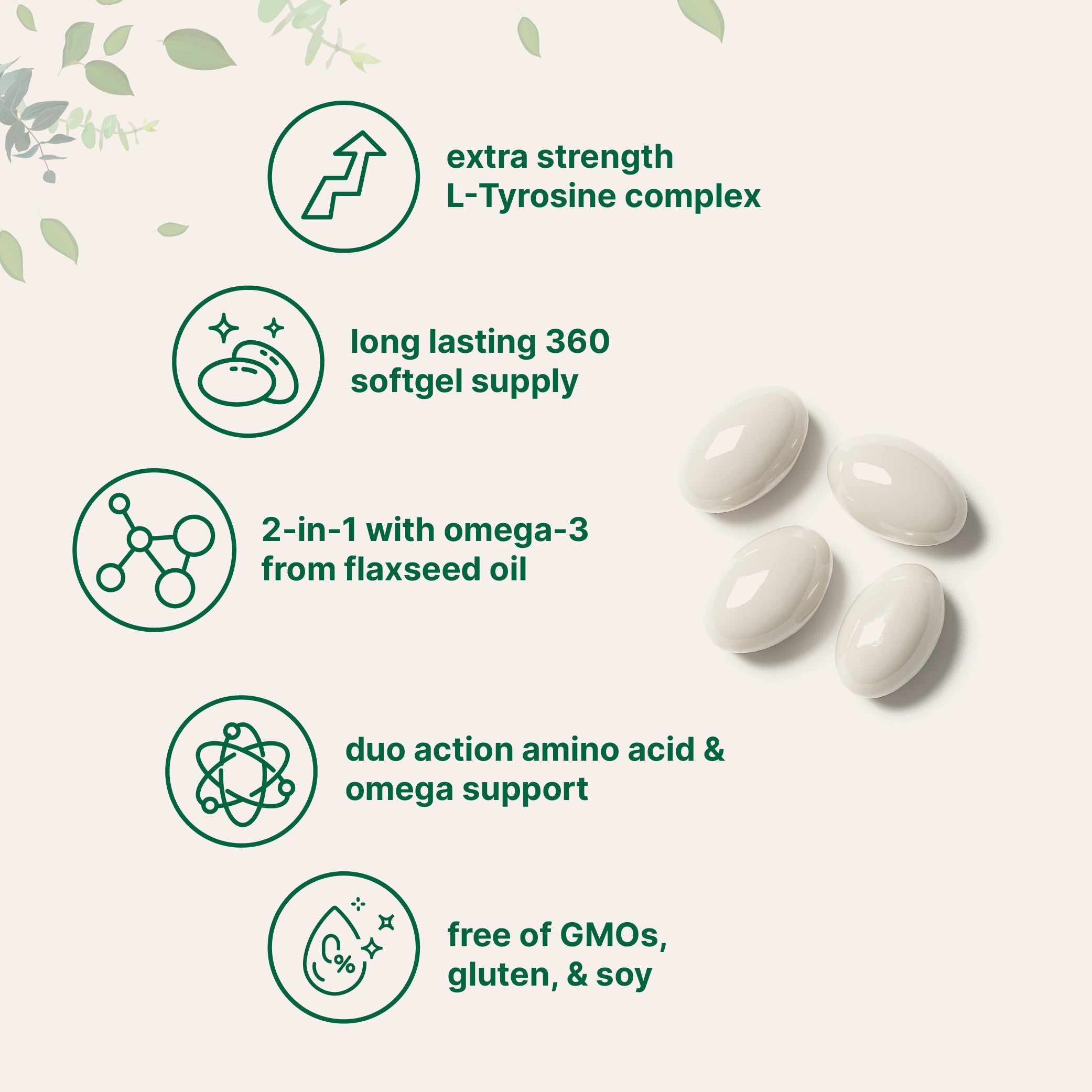 Micro Ingredients L Tyrosine Supplement 500mg with Omega-3, 360 Softgels