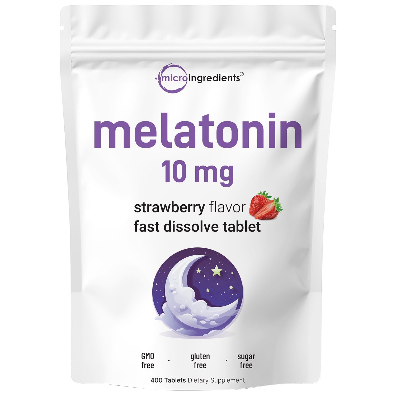 Micro Ingredients Melatonin 10mg, 400 Tablets, Natural Strawberry Flavor