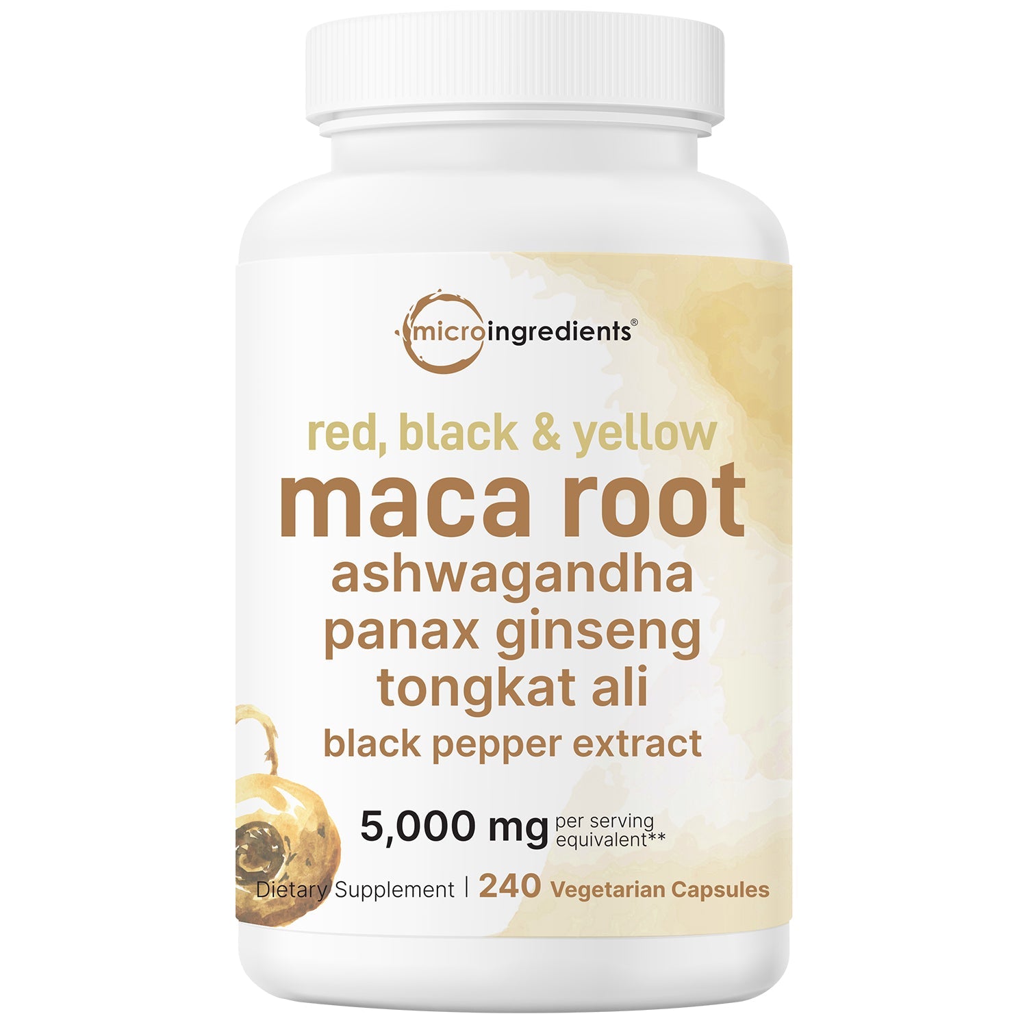 Micro Ingredients Maca Root 5,000mg Equivalent | 240 Veggie Capsules