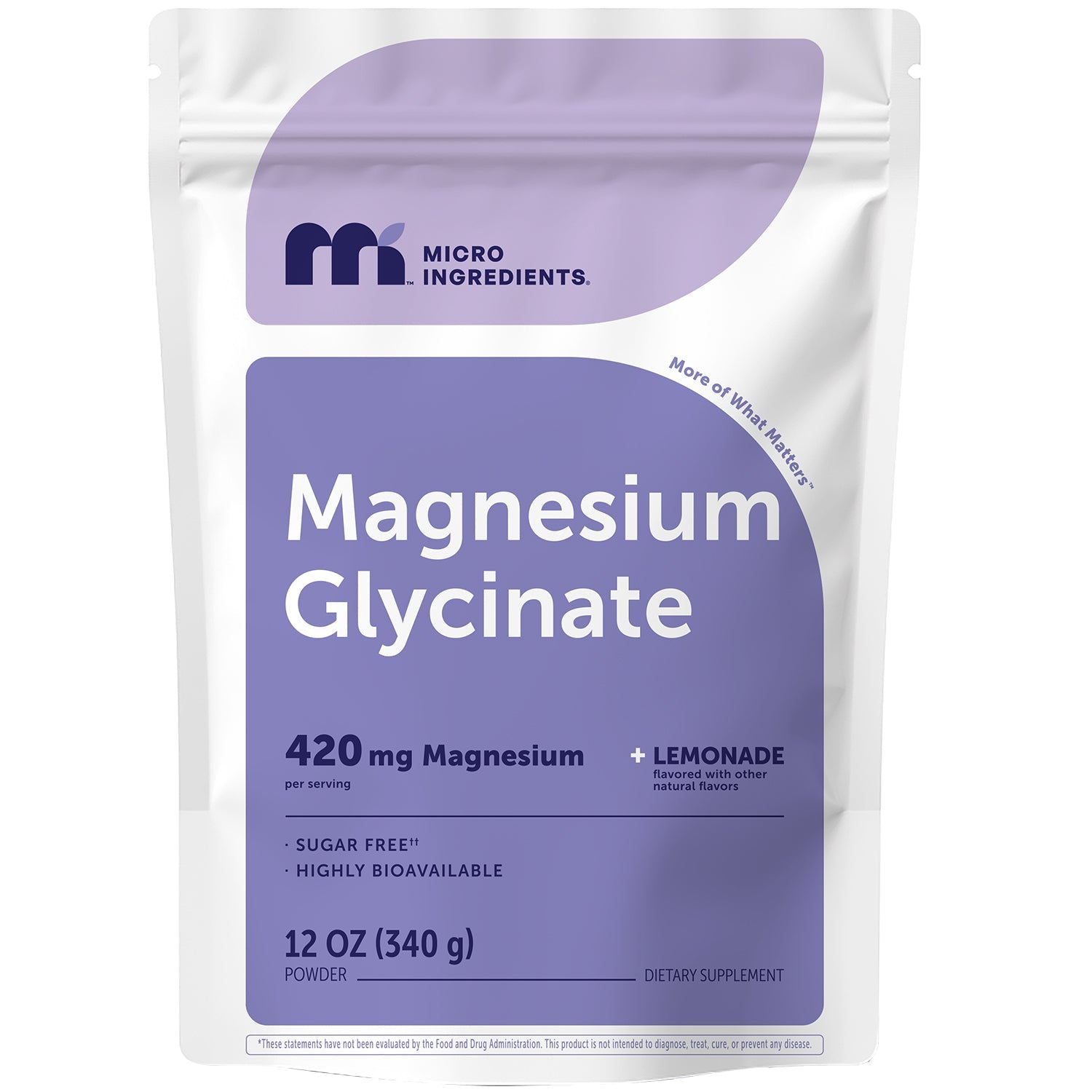 Micro Ingredients Magnesium Glycinate Powder Lemon Flavor 12oz