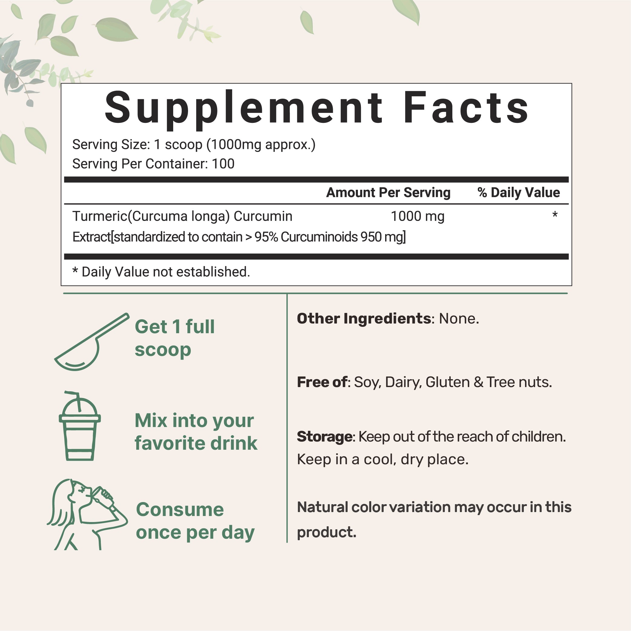 Micro Ingredients Turmeric Curcumin Powder 100g