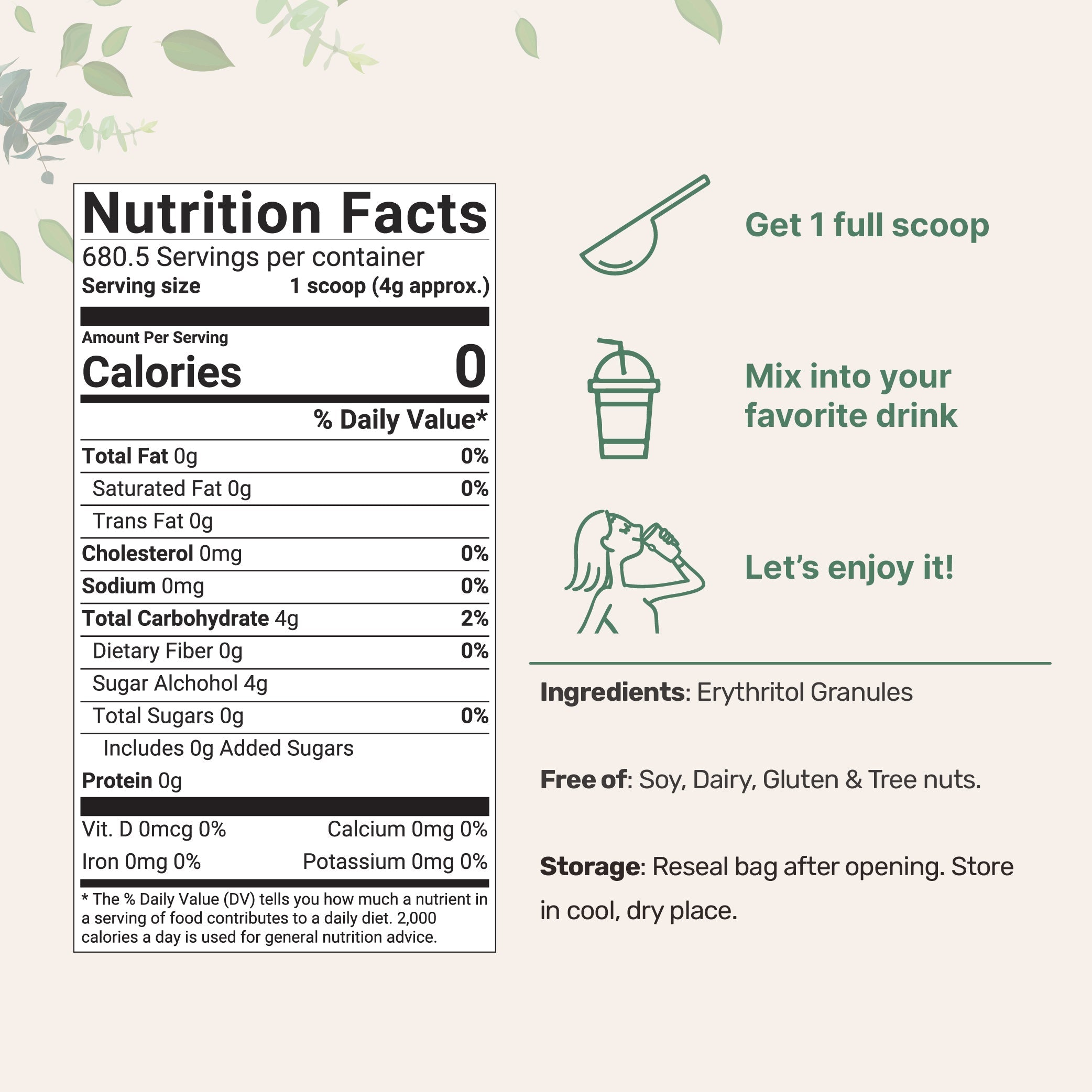 Micro Ingredients Erythritol Granules, 6lb