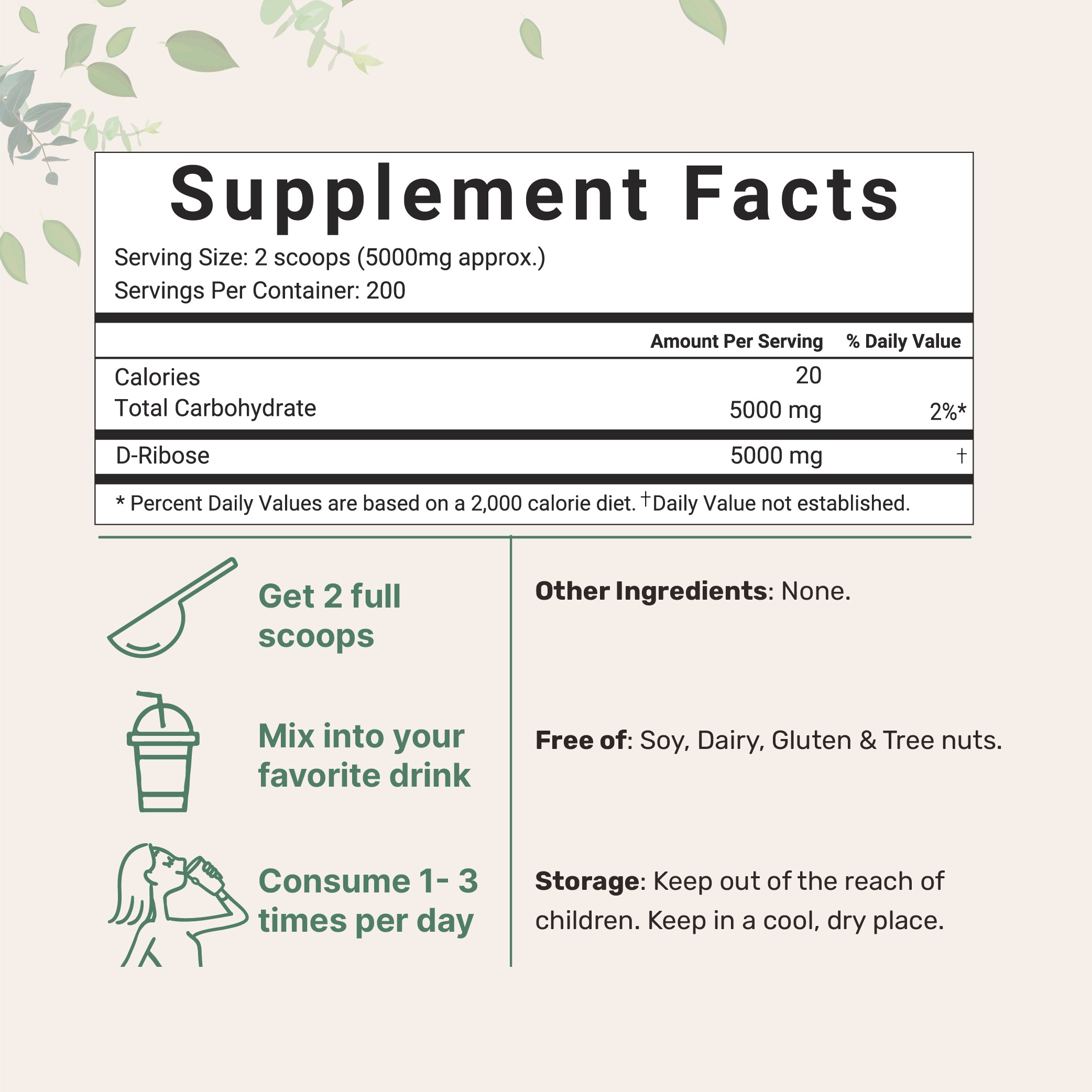 Micro Ingredients D-Ribose Powder, 1kg
