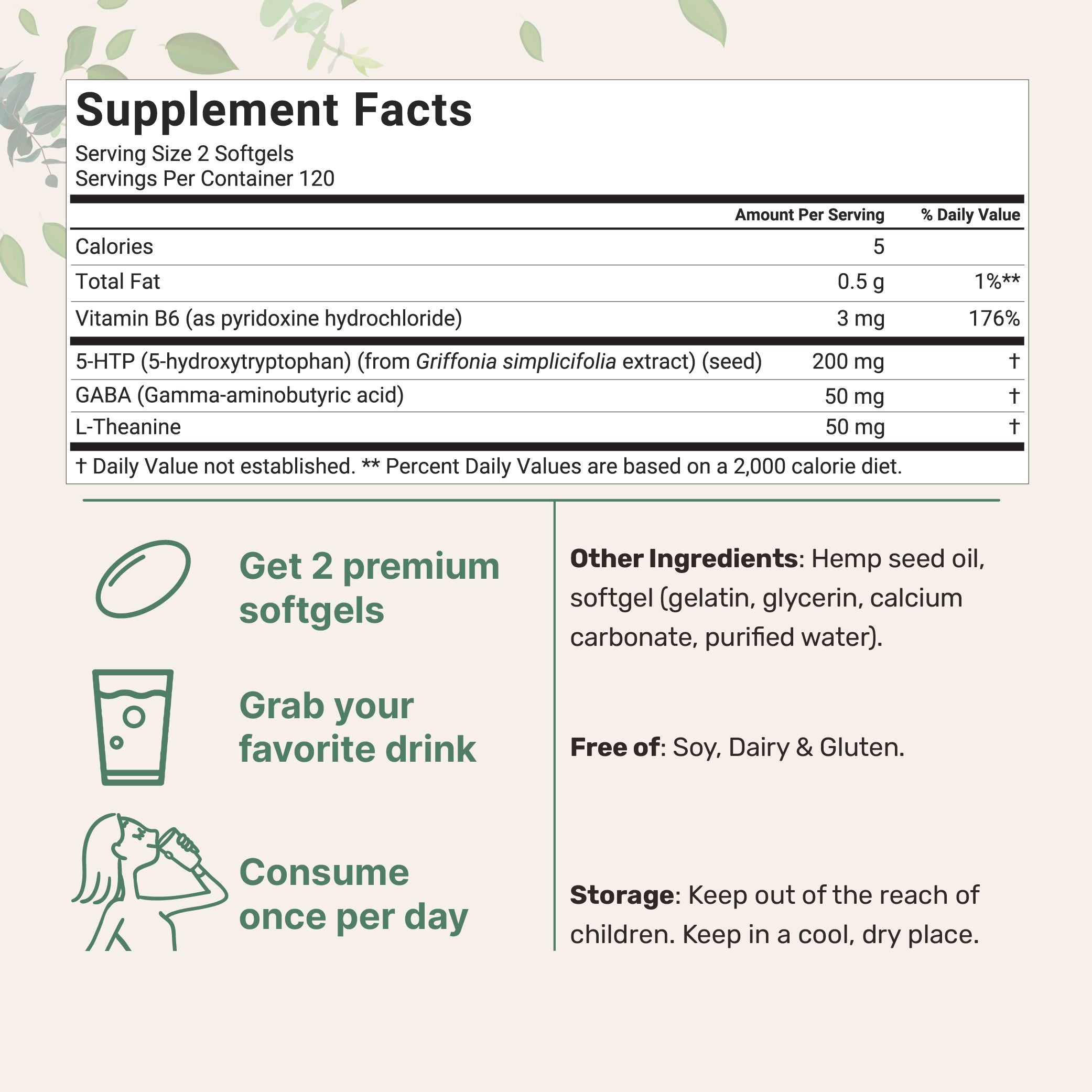 Micro Ingredients 5-HTP+ with Hemp Seed Oil, 240 Softgels