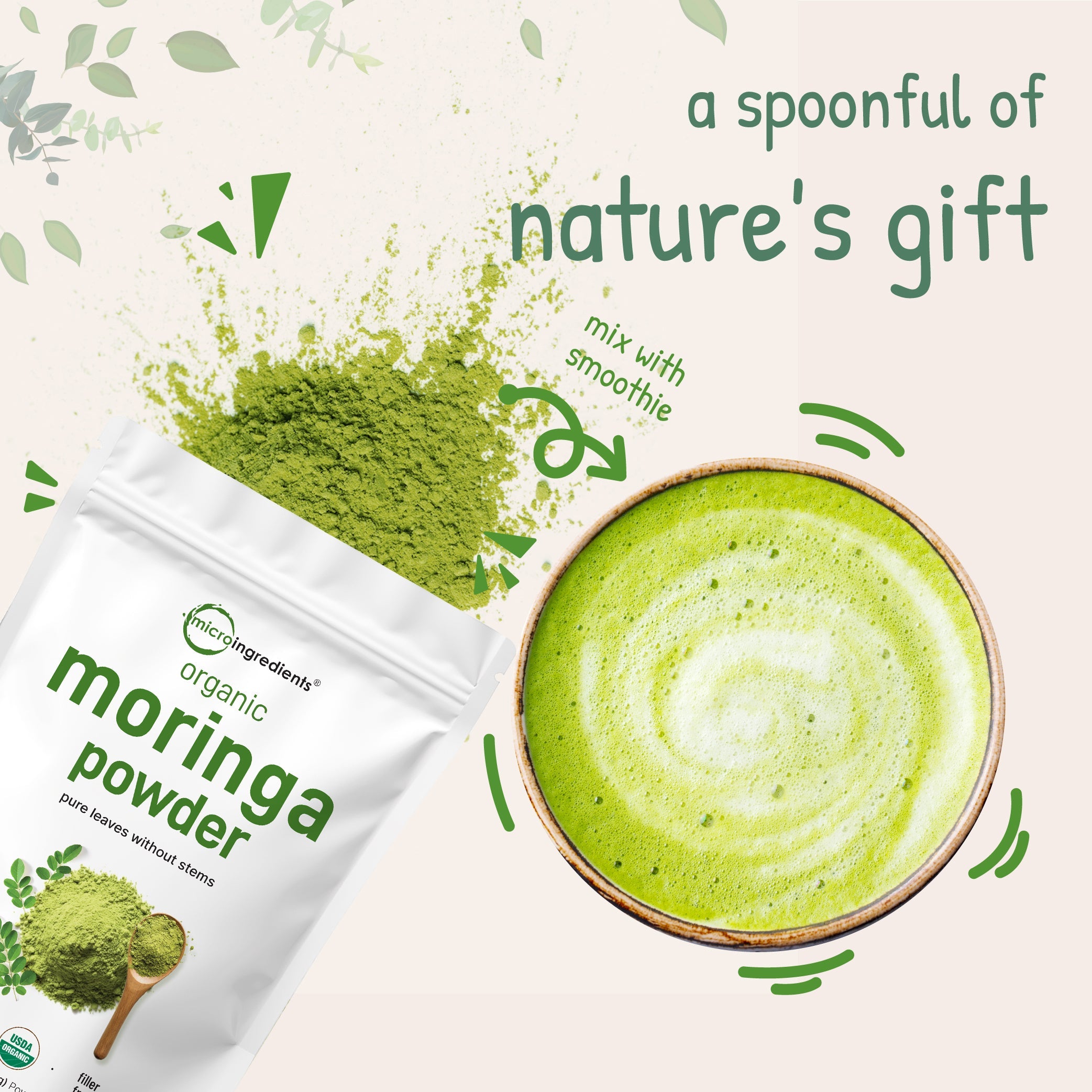 Micro Ingredients Organic Moringa Oleifera Leaf Powder