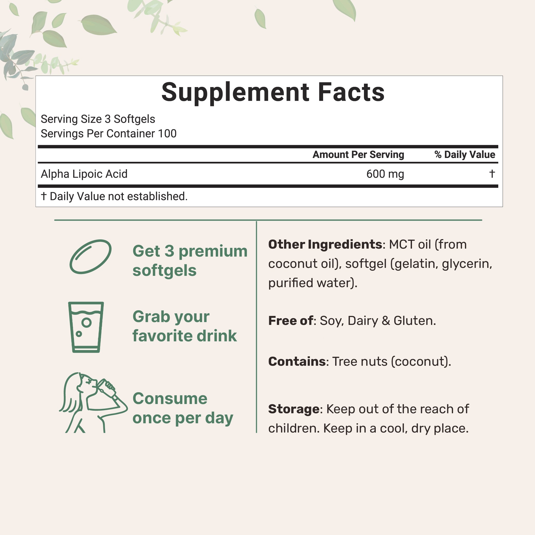 Micro Ingredients Alpha Lipoic Acid 600mg, 300 Softgels