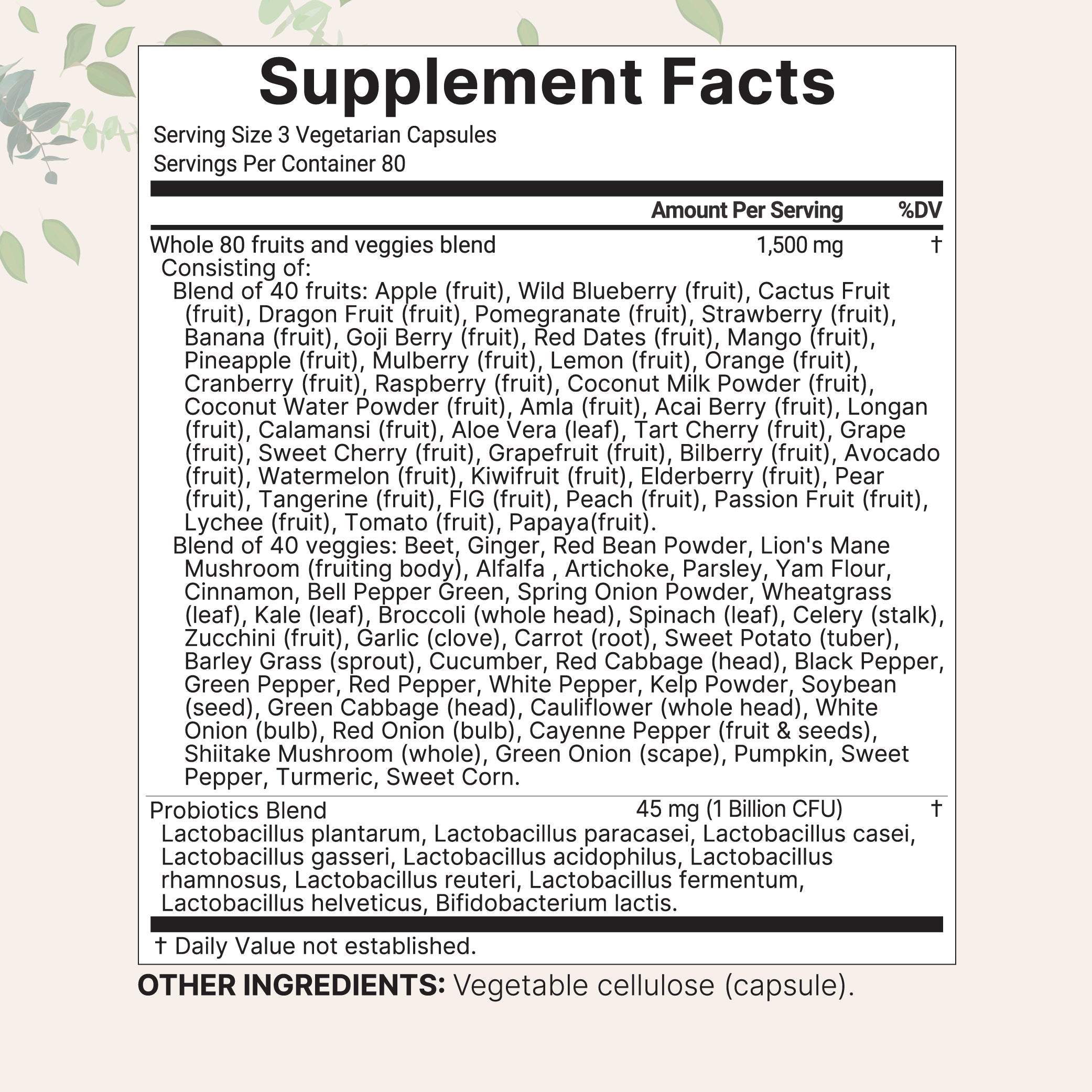 Micro Ingredients Fruits + Veggies and Probiotics, 240 Vegetarian Capsules