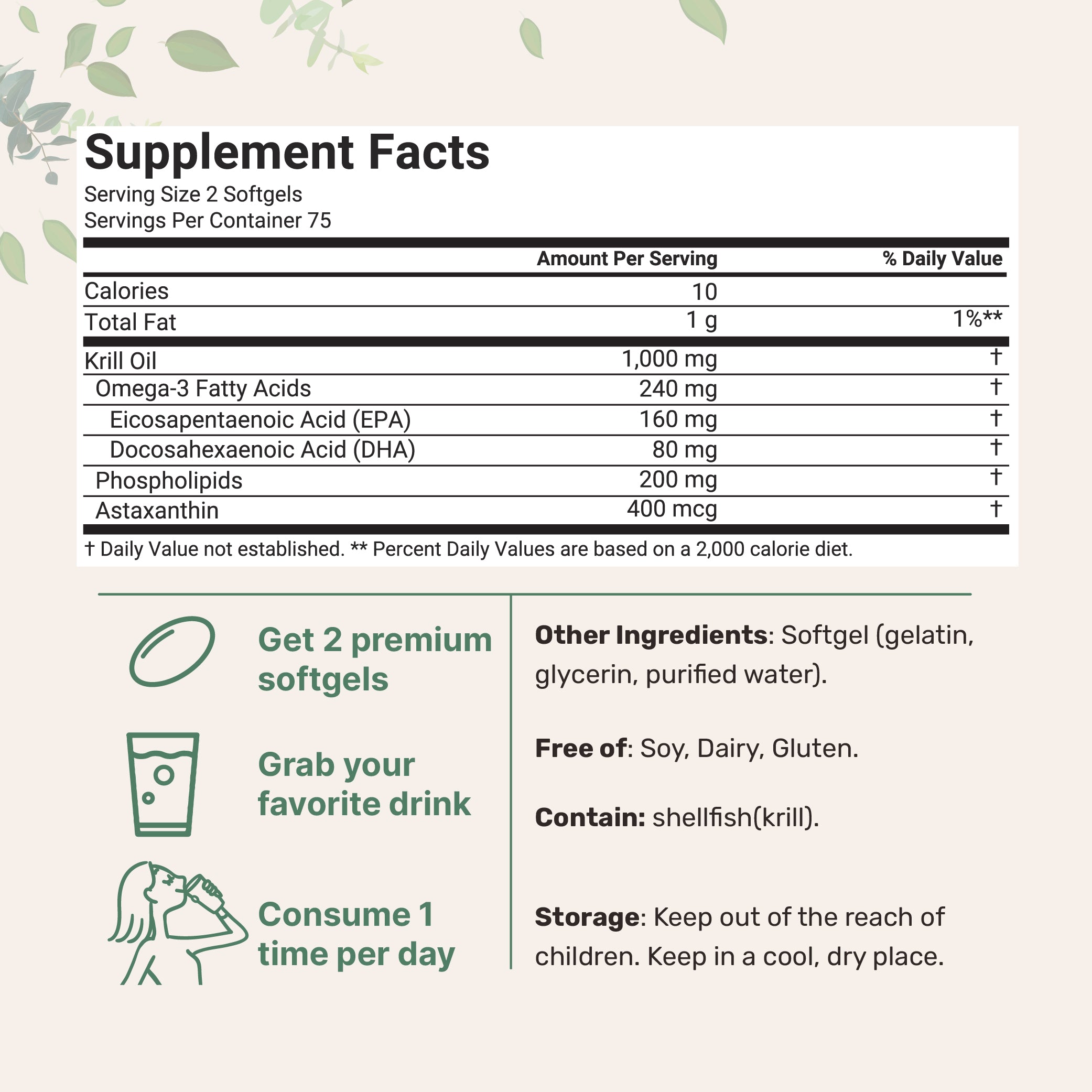 Micro Ingredients Antarctic Krill Oil 1000mg with Omega 3