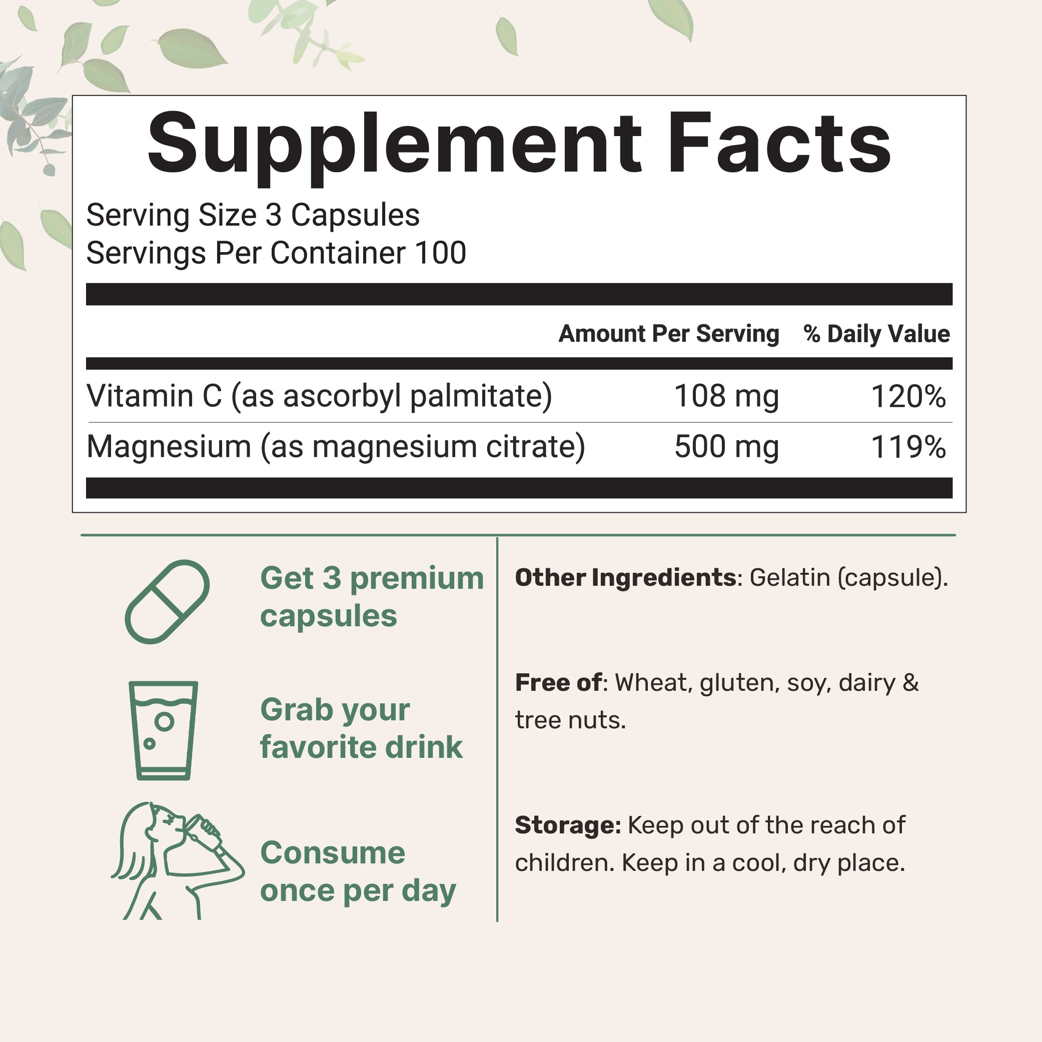 Micro Ingredients Pure Magnesium Citrate Supplements 500mg Per Serving, 300 Capsules