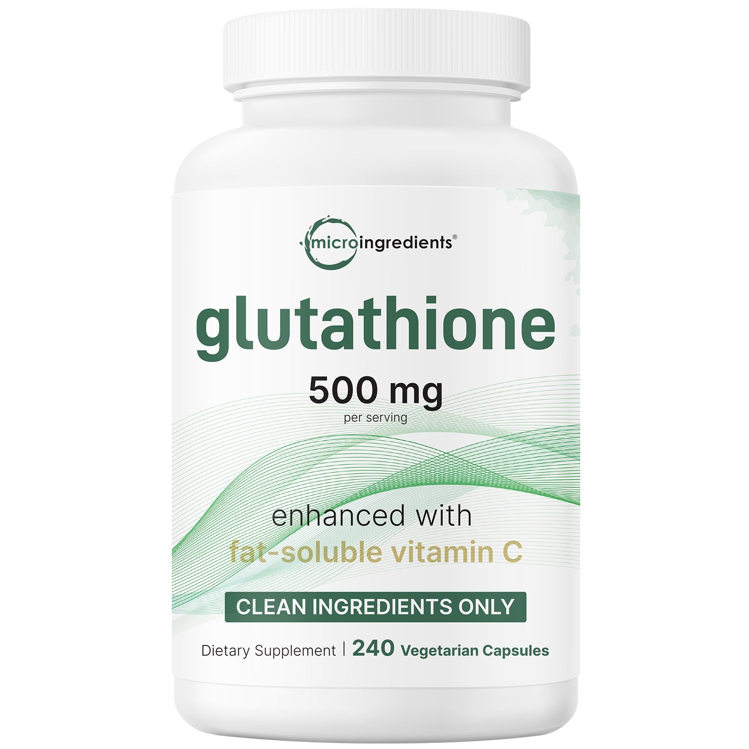 Micro Ingredients Glutathione 500mg with Vitamin C, 240 Vegetarian Capsules