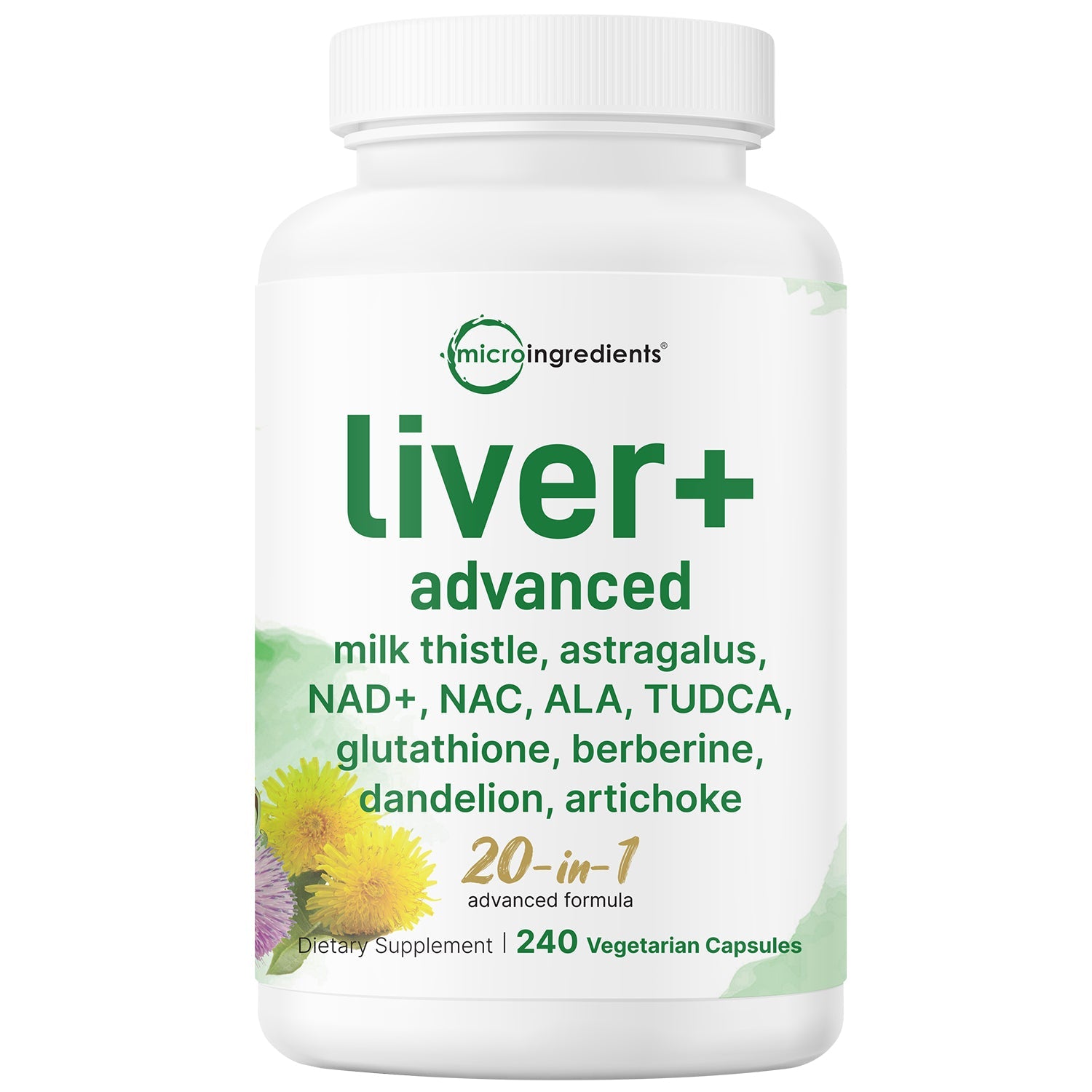 Micro Ingredients Liver Advanced+, 240 Veggie Capsules, 20-in-1 Advanced Support Complex