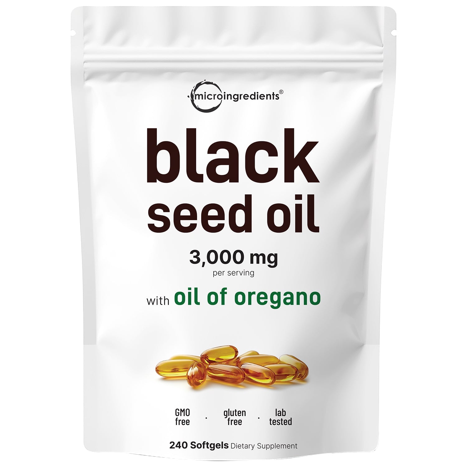 Micro Ingredients Black Seed Oil 3,000mg with Oil of Oregano, 240 Softgels