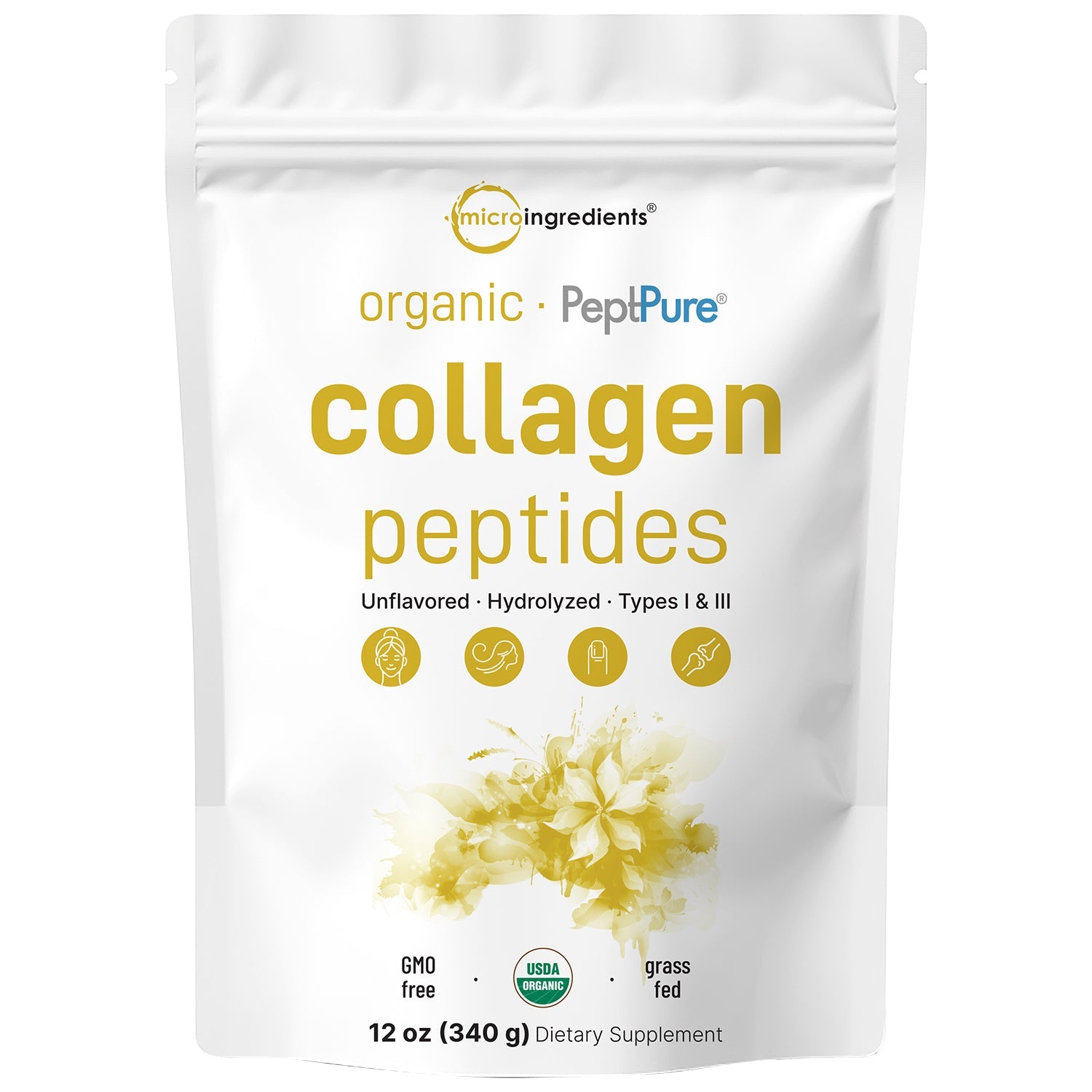 Micro Ingredients Organic Collagen Peptides Powder, 12oz